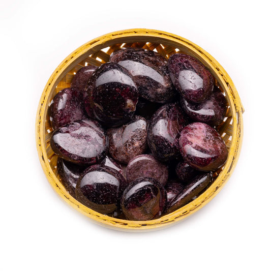 premium garnet tumble pebble stone 200gm basket