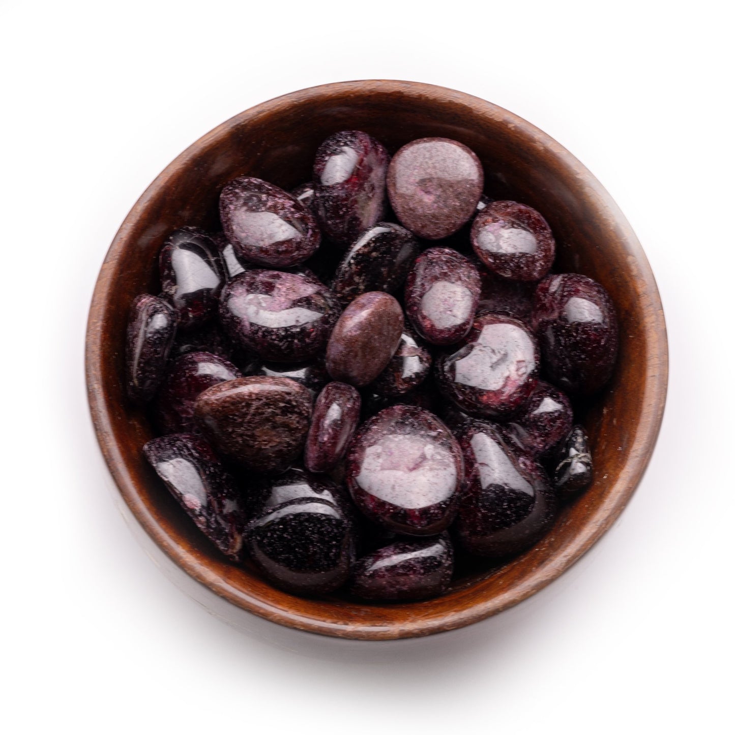 premium garnet tumble pebble stone 300gm wooden bowl