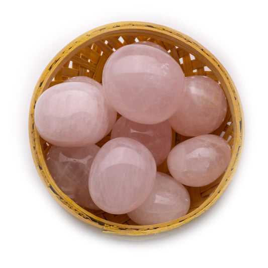 premium rose quartz tumble pebble stone 200gm basket