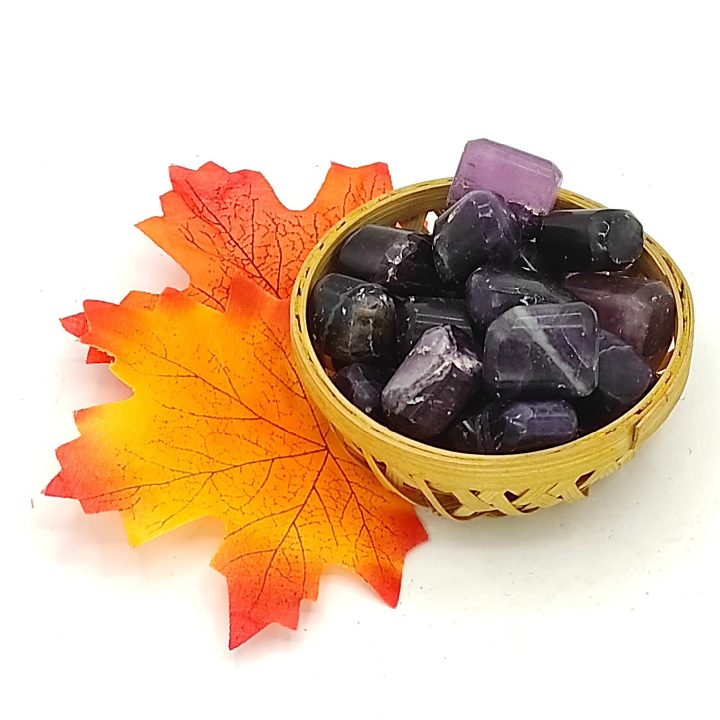 purple fluorite tumble pebble stone crystal 200gm basket