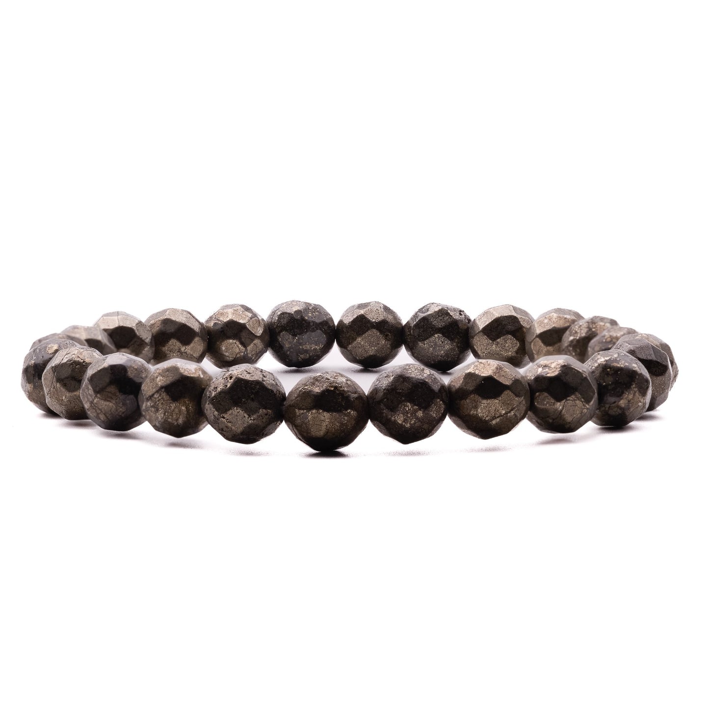 pyrite faceted bracelet 8mm beads