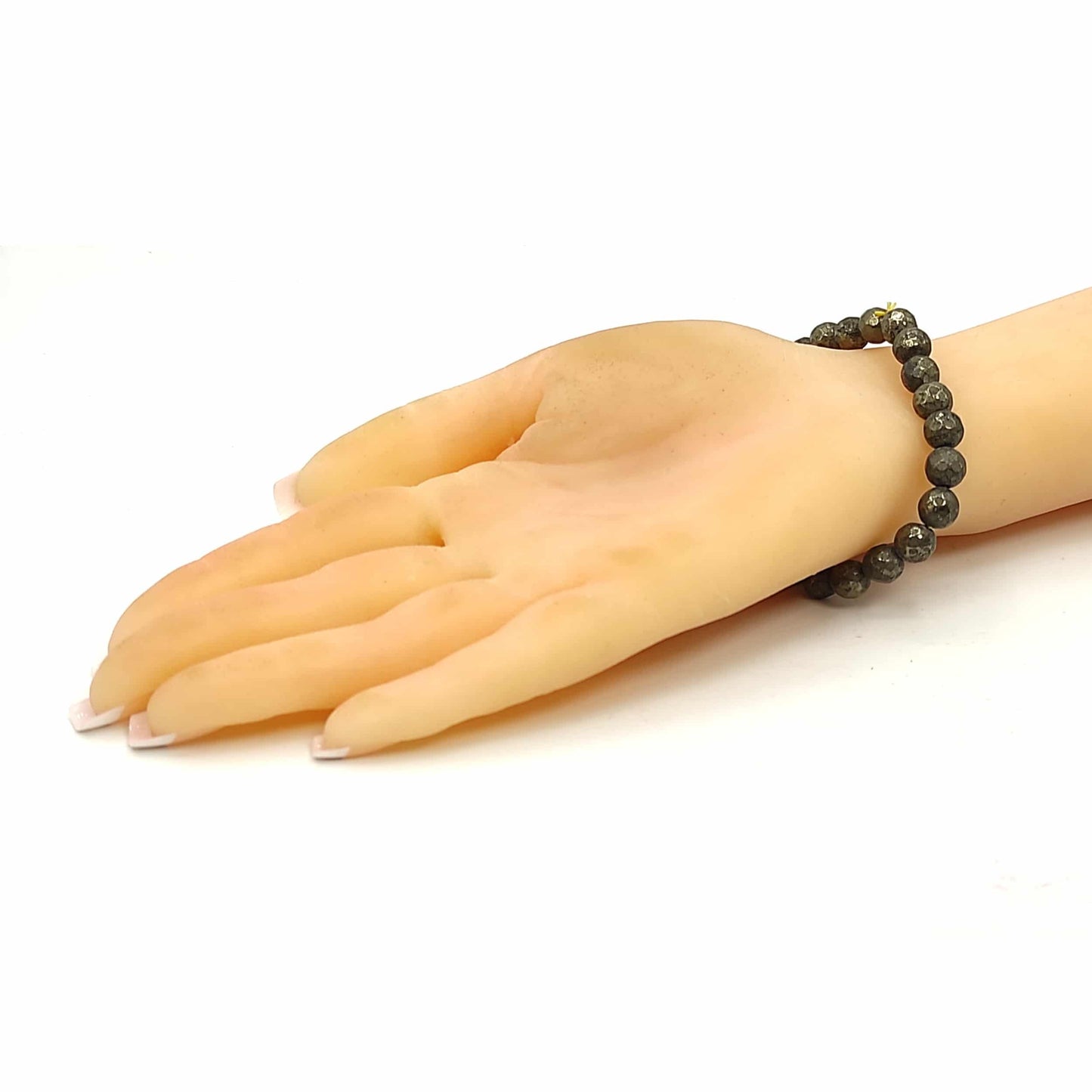 pyrite faceted stone 8mm bracelet healing reiki