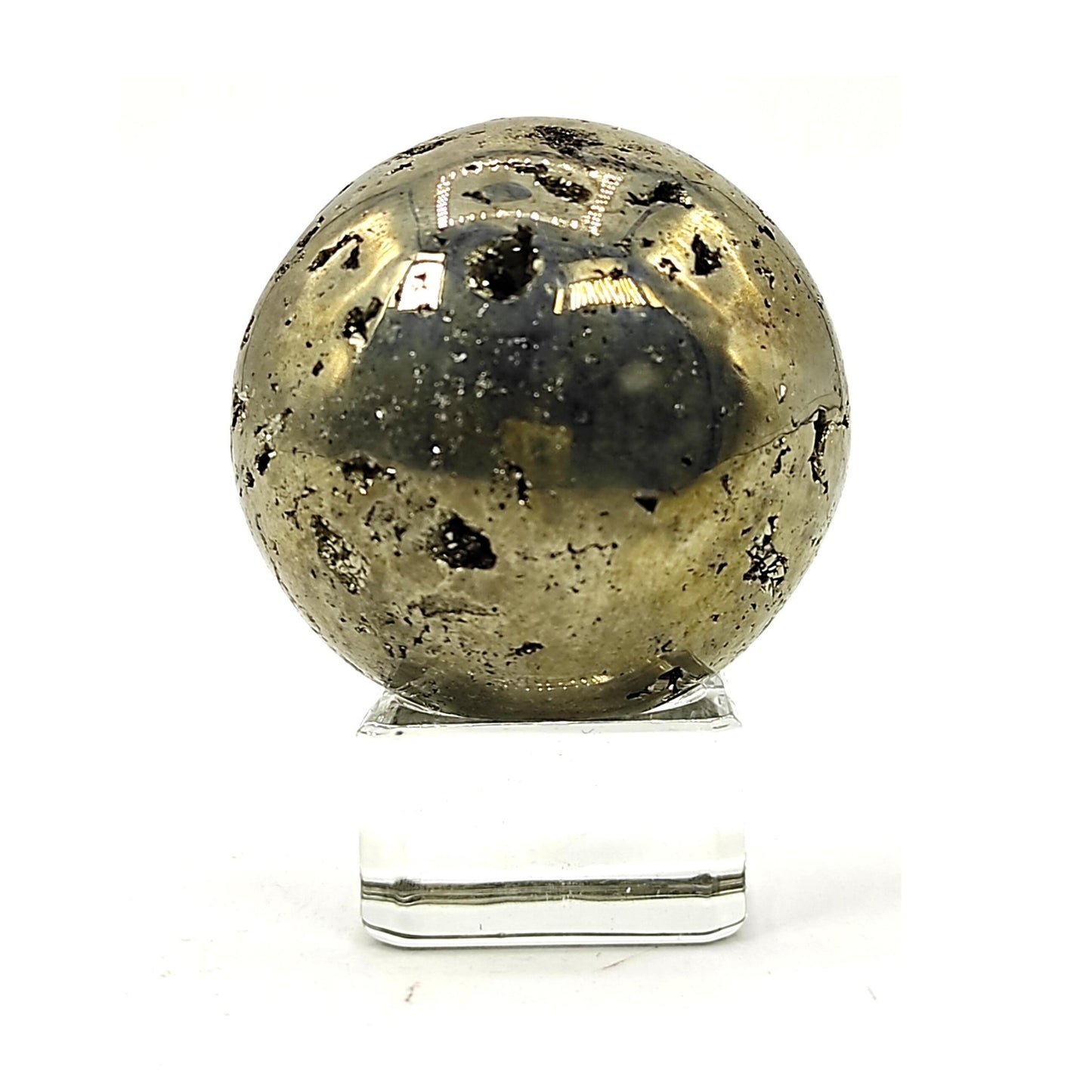 Pyrite Stone Ball Sphere with Crystal Stand Money Magnet Stone for Career & Business Opportunities - plusvalueindia