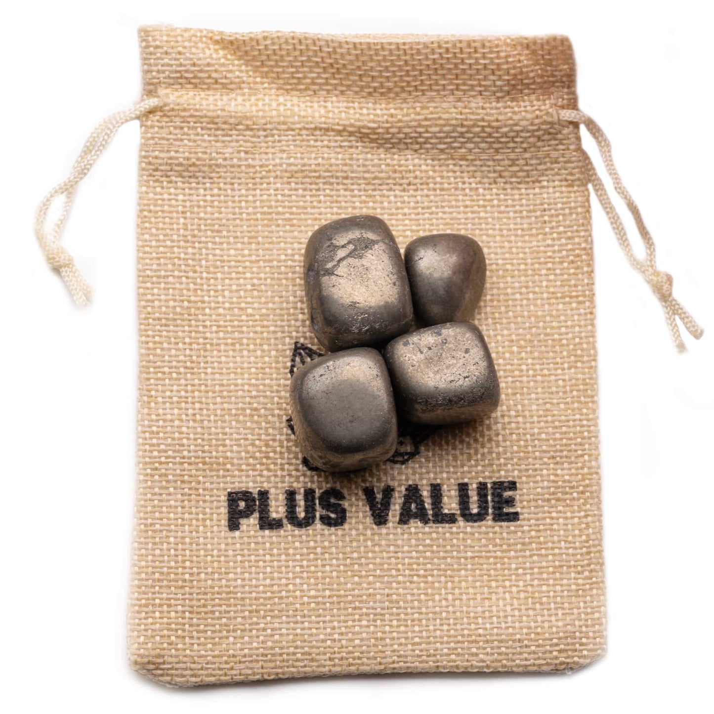 pyrite tumble pebble stone 100gm jute bag