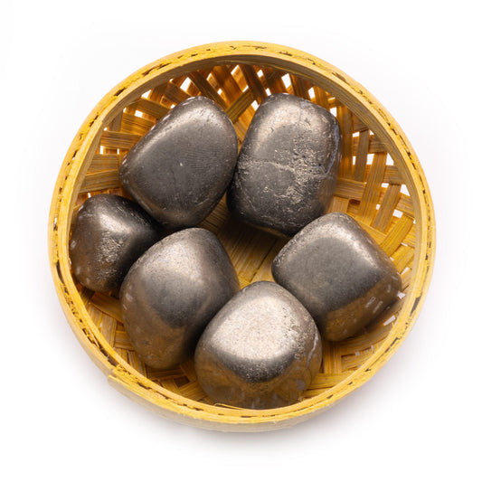 pyrite tumble pebble stone 200gm basket
