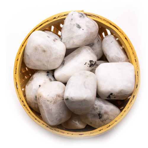 rainbow moonstone tumble pebble stone 200gm basket