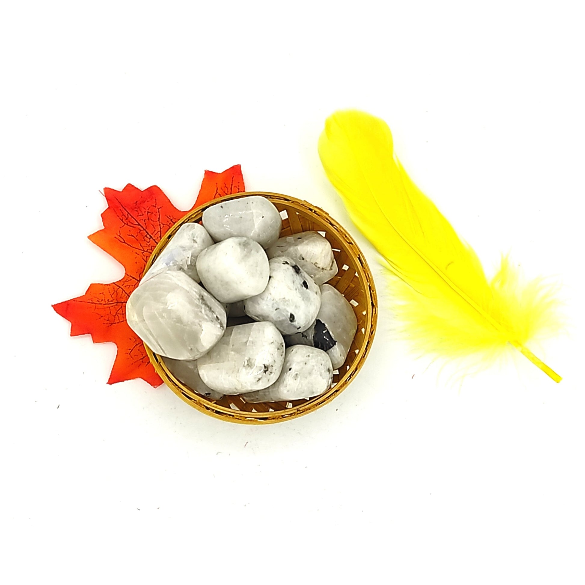 rainbow moonstone tumble pebble stone 200gm basket