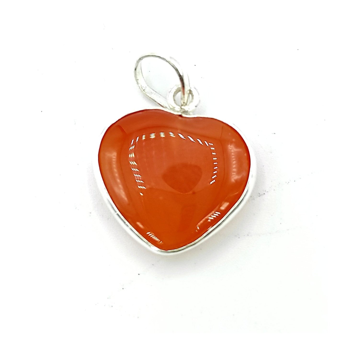 Red Carnelian Crystal Heart Shape Pendant Natural (Silver Cap) - plusvalueindia