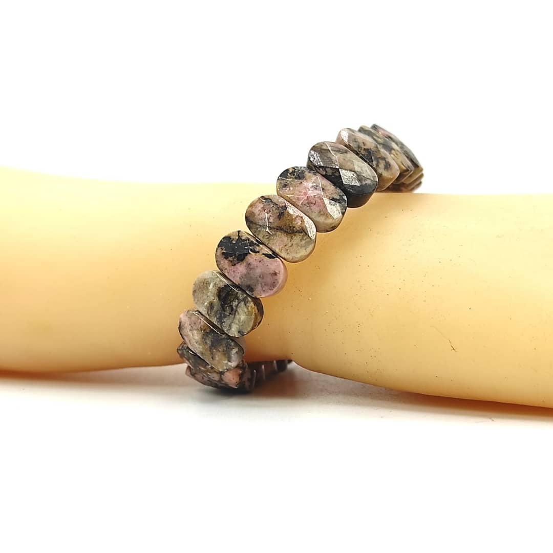 rhodonite crystal stone bracelet