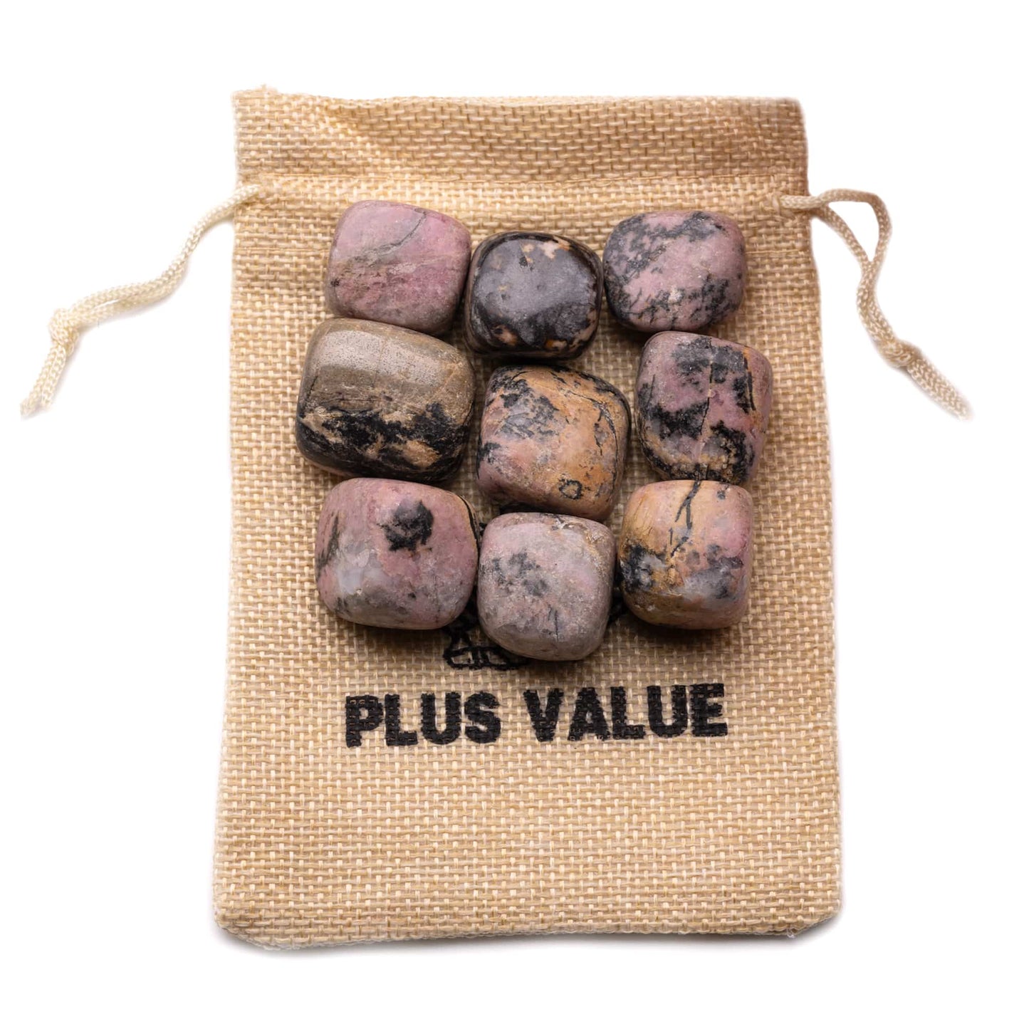 rhodonite tumble pebble stone 100gm jute bag