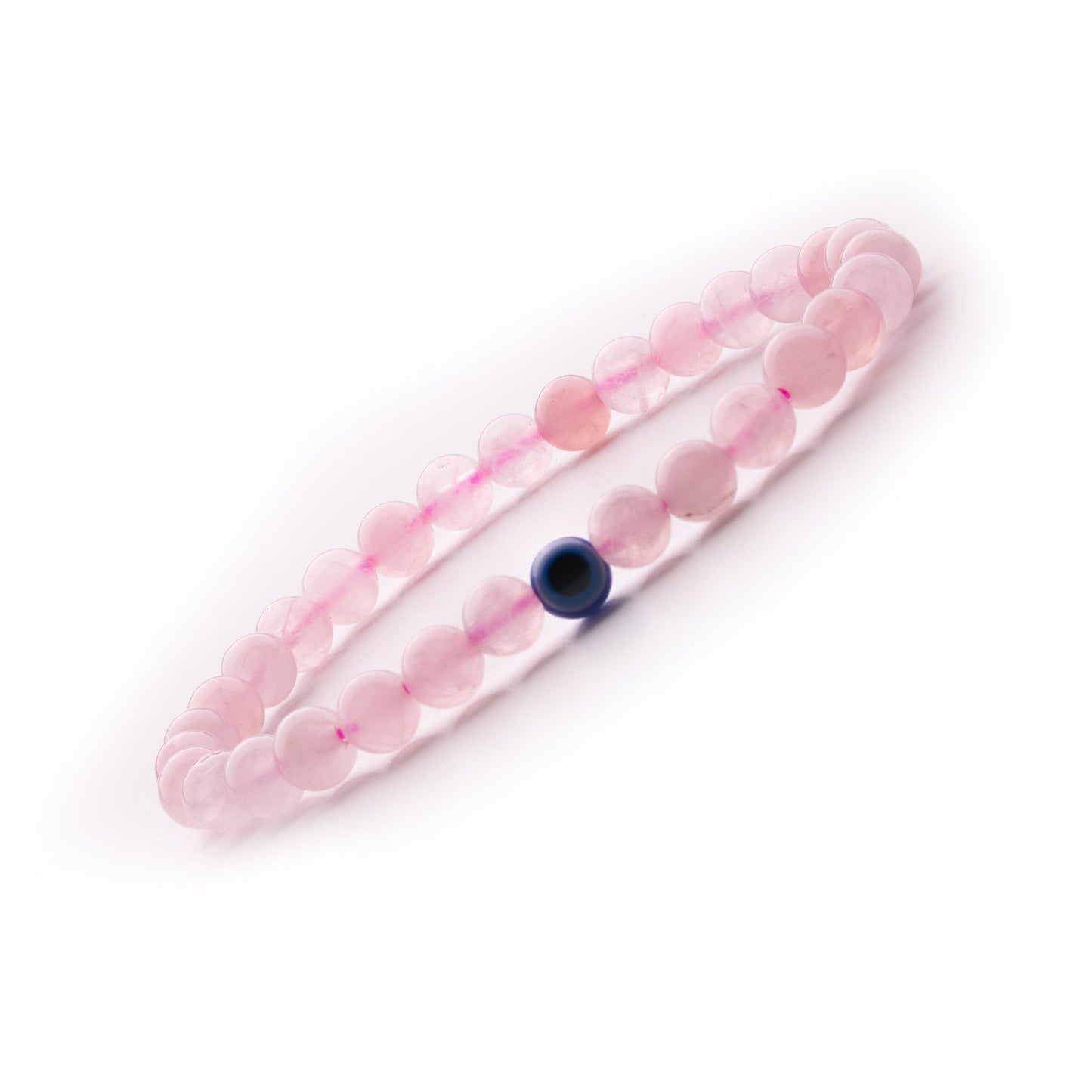 rose quartz evil eye bracelet 6mm