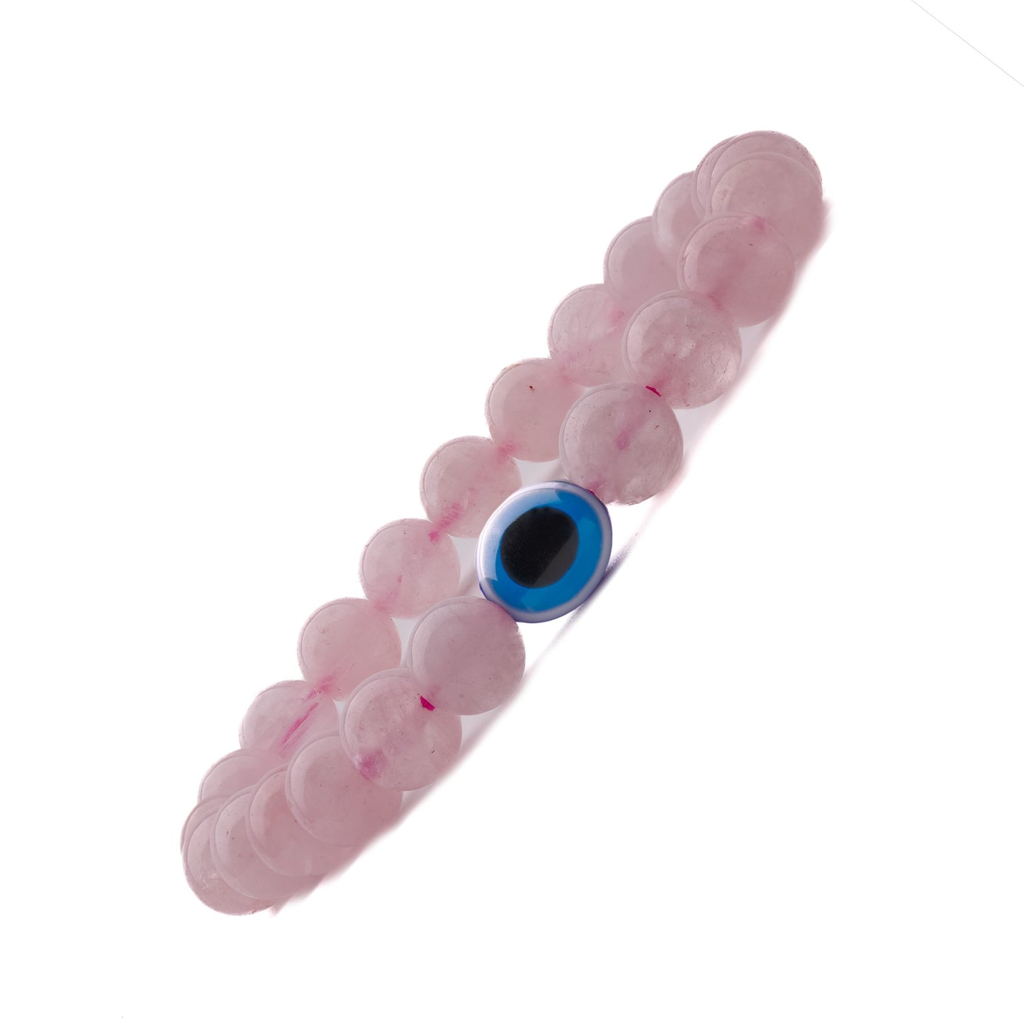 rose quartz evil eye bracelet 8mm