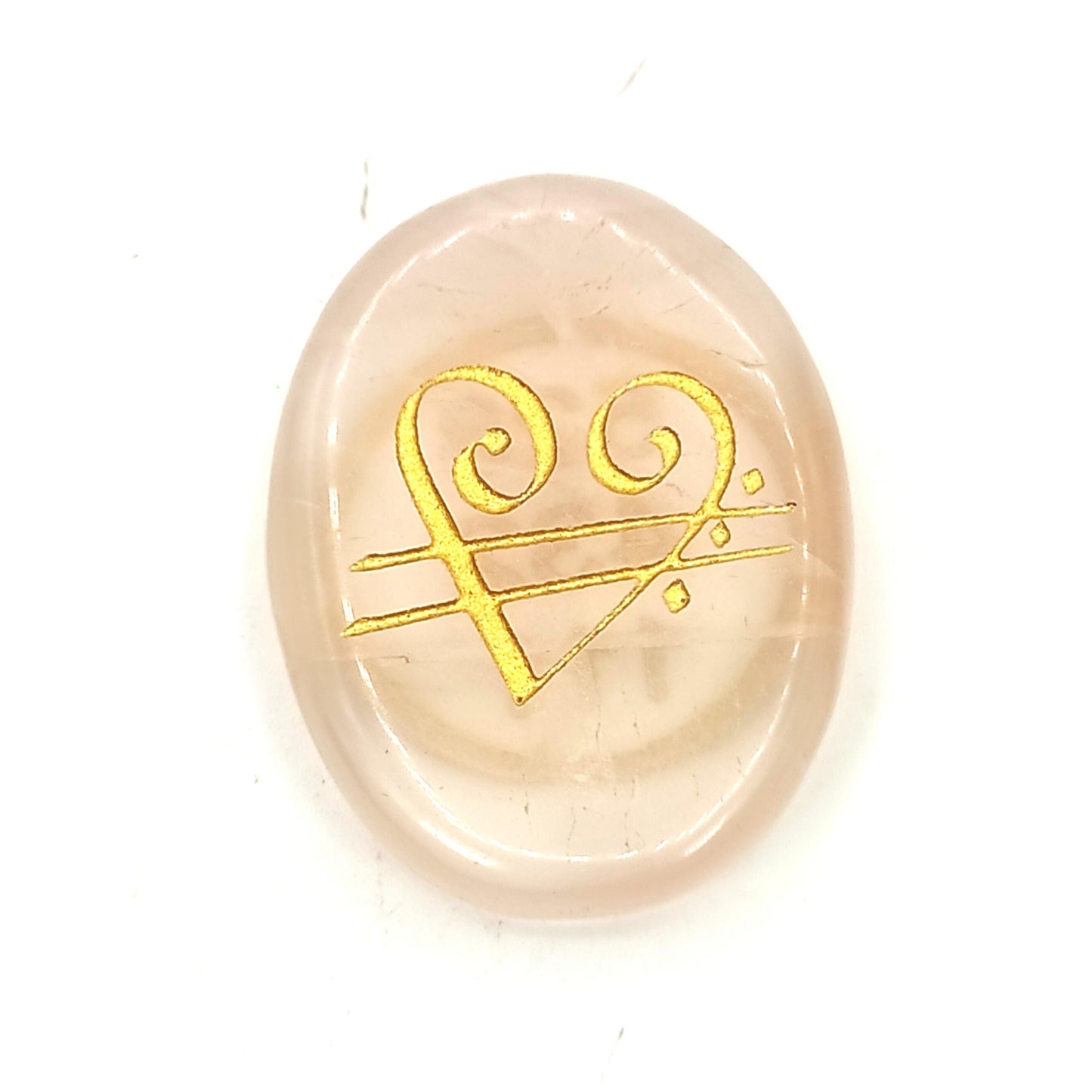 rose quartz stone with zibu symbol reiki crystal healing