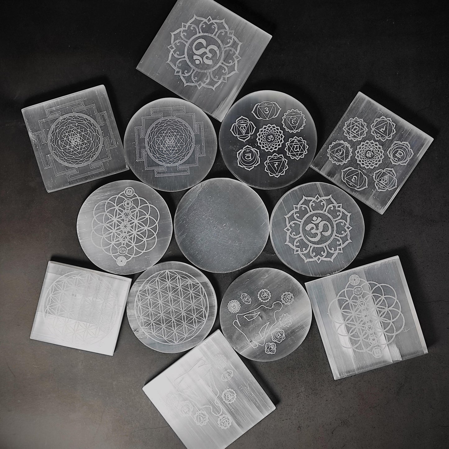 selenite charging plate reiki healing chakra