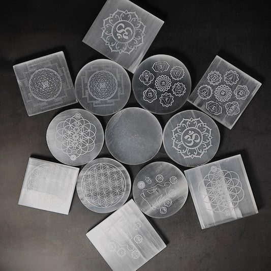 selenite charging plate reiki healing chakra