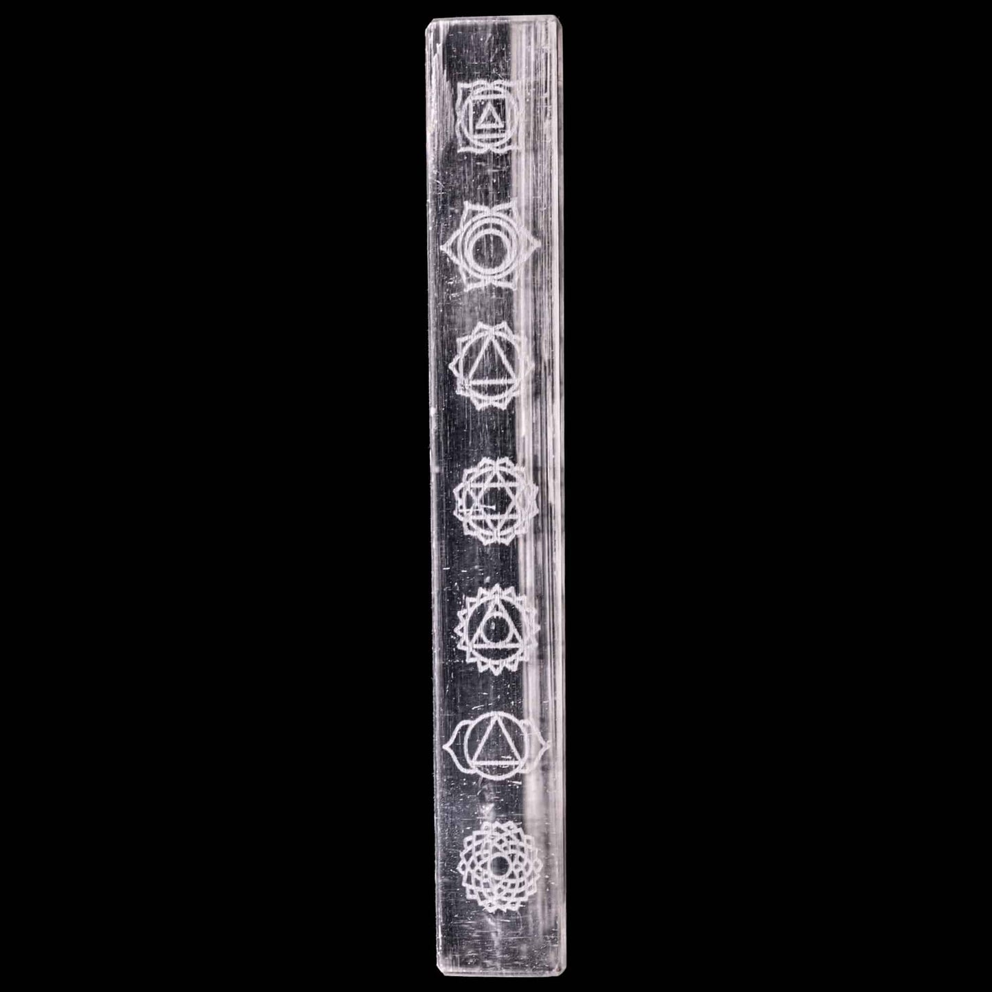 selenite seven chakra reiki symbol plate healing