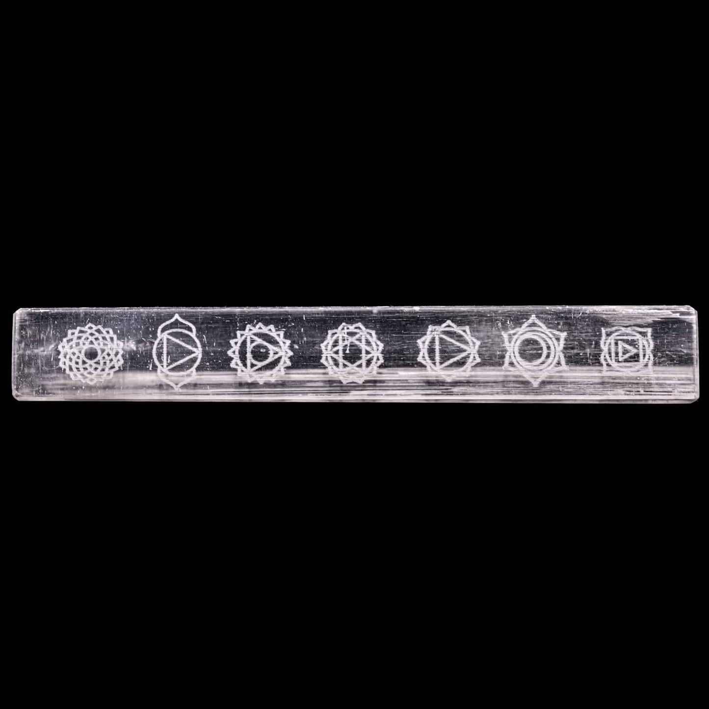 selenite seven chakra reiki symbol plate