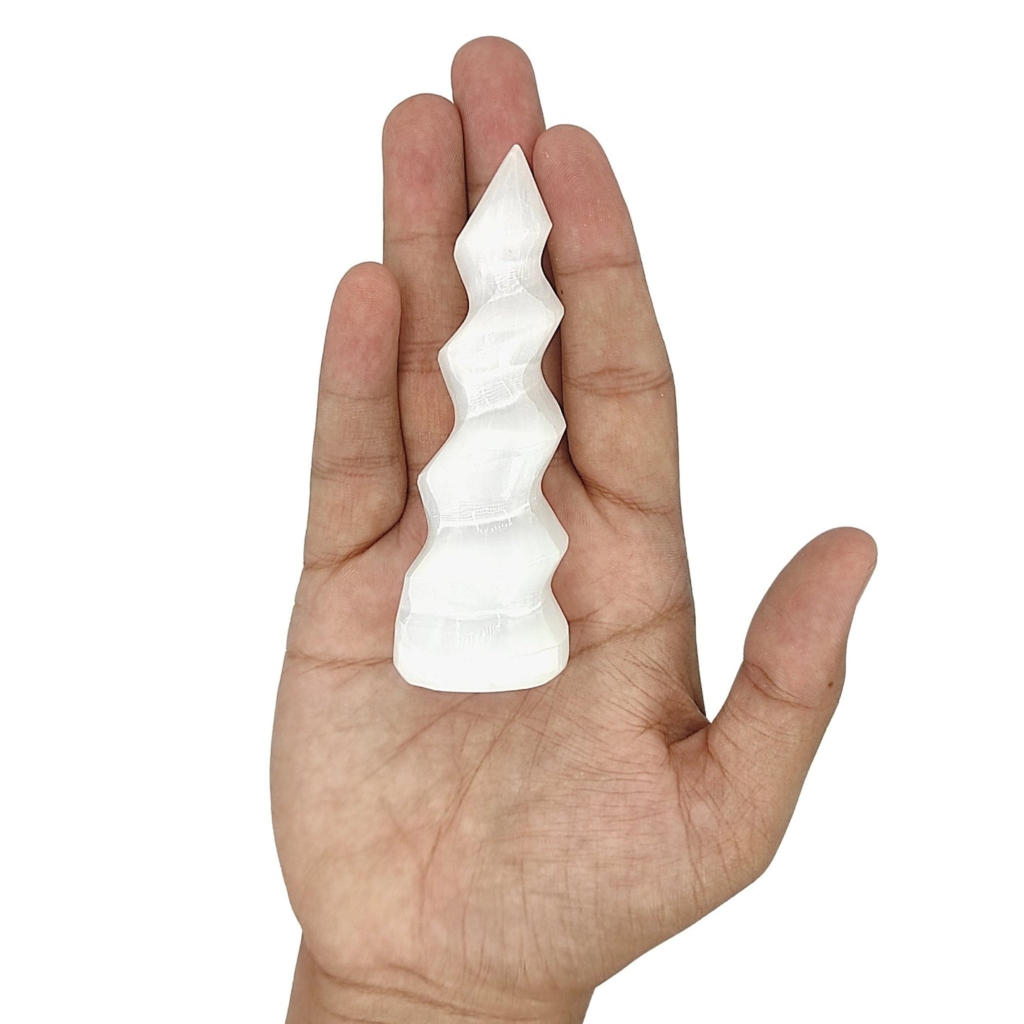 Selenite Unicorn Horn Wand for Reiki Healing Vastu Fengshui Chakra Aura - plusvalueindia