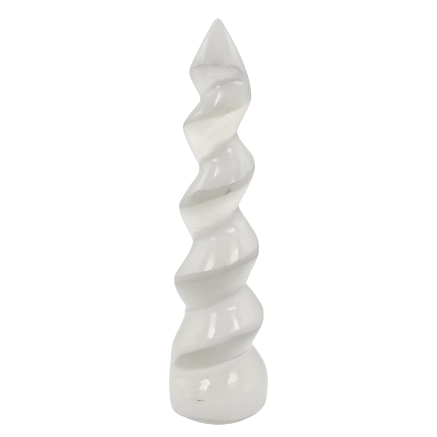 selenite unicorn horn wand 6inch reiki healing crystal