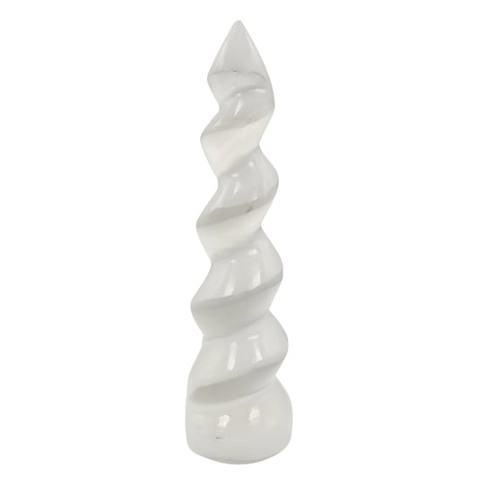selenite unicorn horn wand 6inch reiki healing crystal