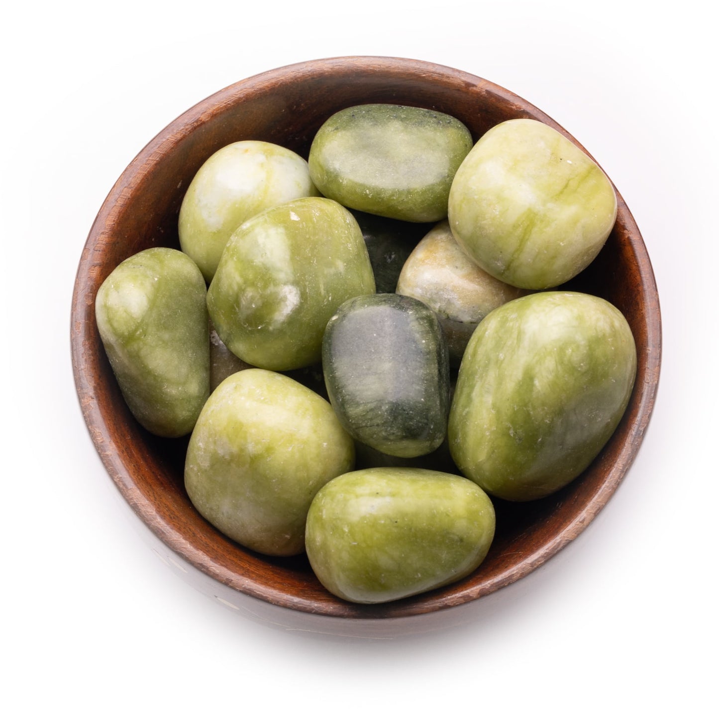 serpentine tumble pebble stone 300gm wooden bowl