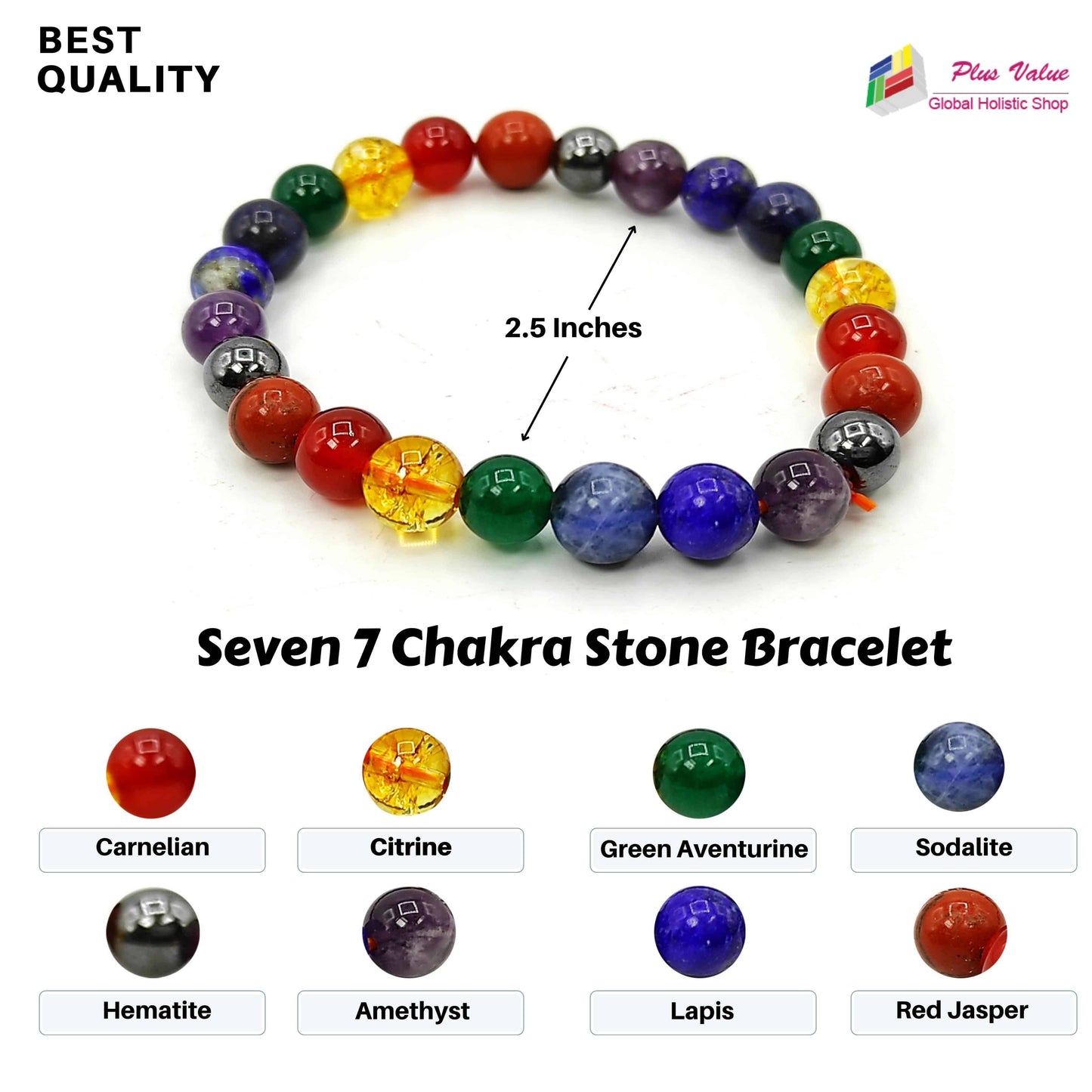 seven 7 chakra stone bracelet