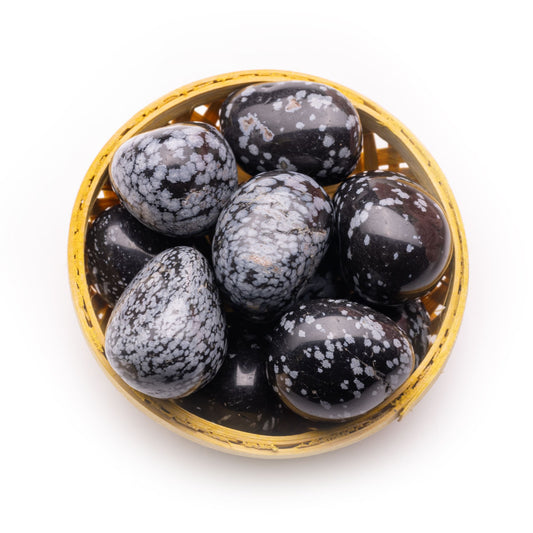 snowflakes obsidian tumble pebble stone 200gm basket