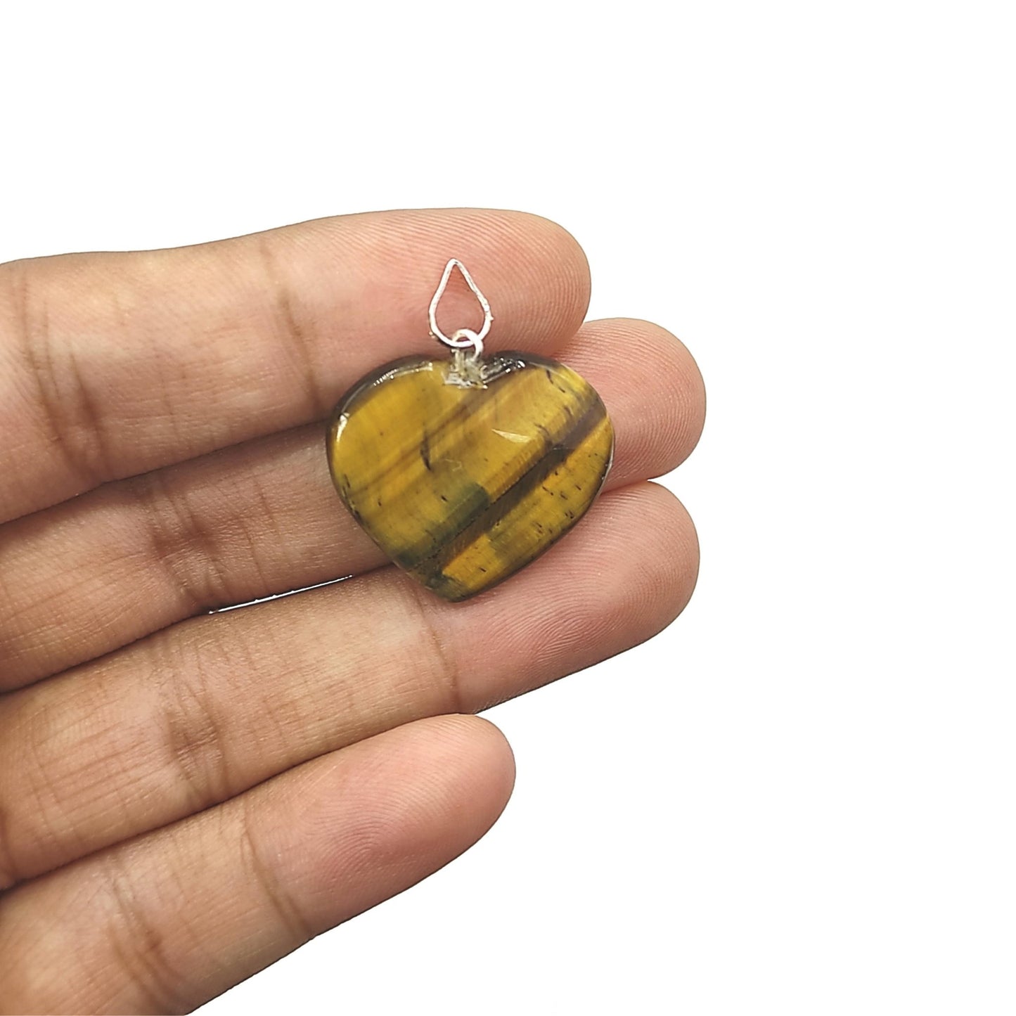 Tiger Eye Heart Shape Pendant Courage Strength Overcome Fear - plusvalueindia