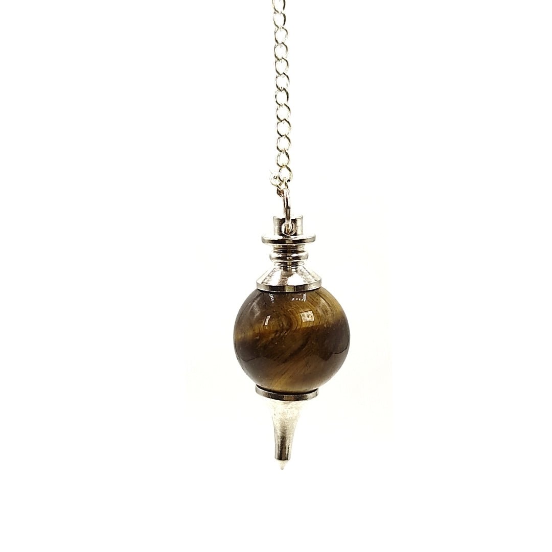 Tiger Eye Crystal Ball Chain Dowsing Pendulum for Reiki, Chakra, Healing, Meditation - plusvalueindia