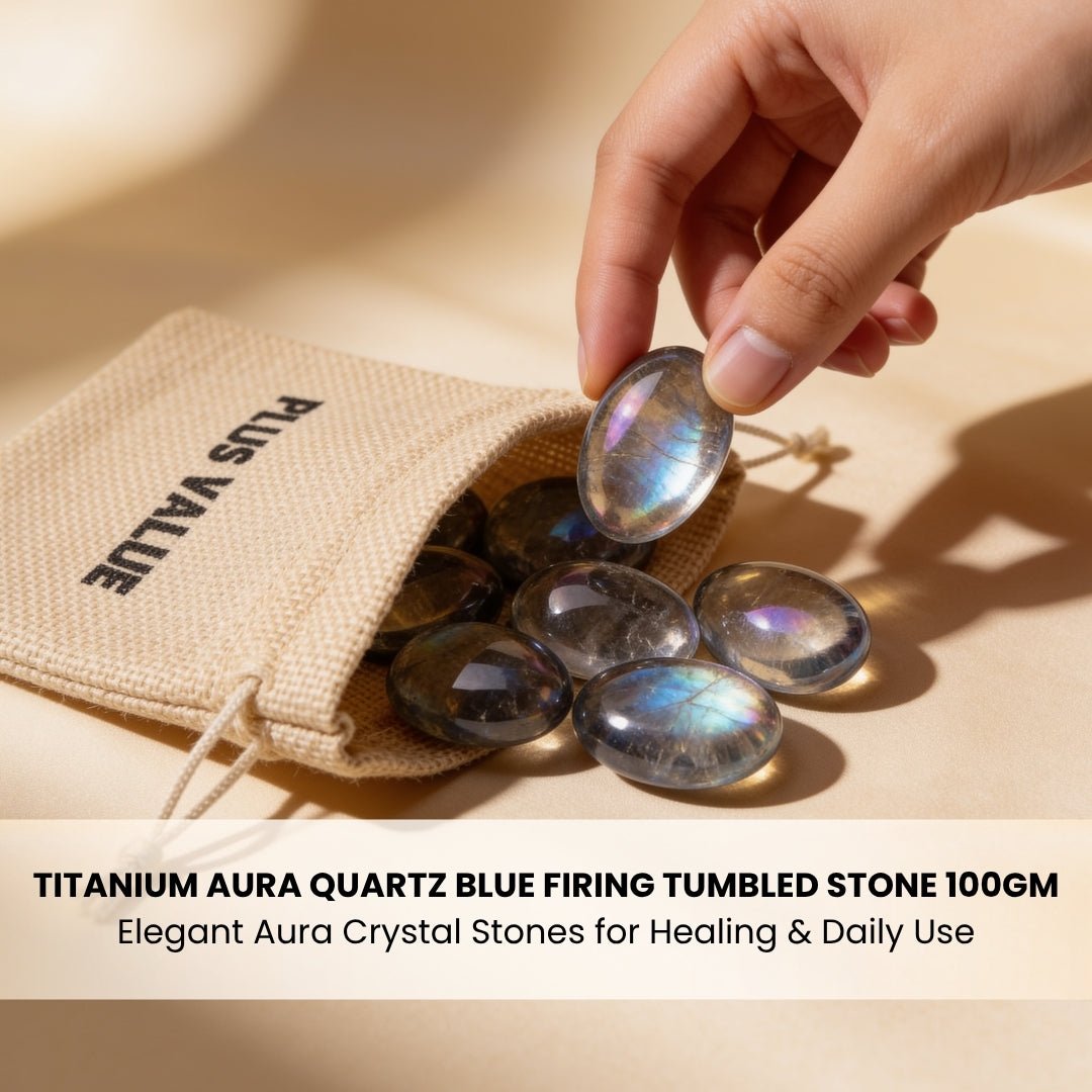 Titanium Aura Quartz Blue Firing Tumbled Stone Pebbles - plusvalueindia