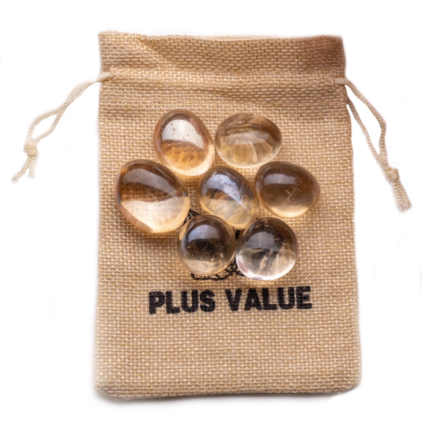 titanium aura quartz golden firing tumble pebble stone 100gm jute bag