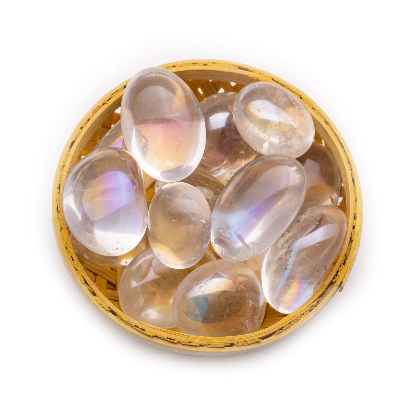 titanium aura quartz rainbow firing tumble pebble stone 200gm basket