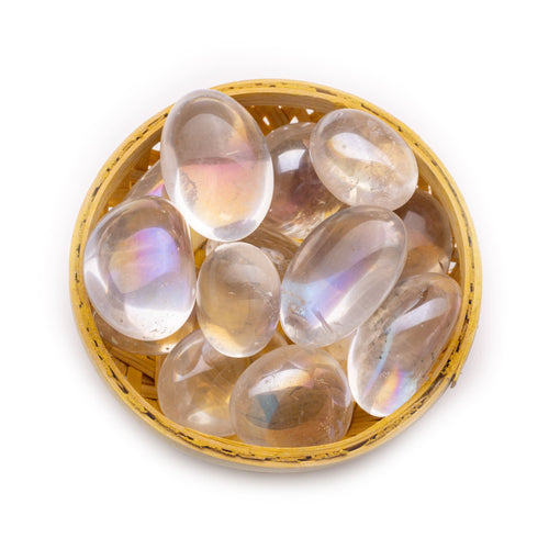 titanium aura quartz rainbow firing tumble pebble stone 200gm basket