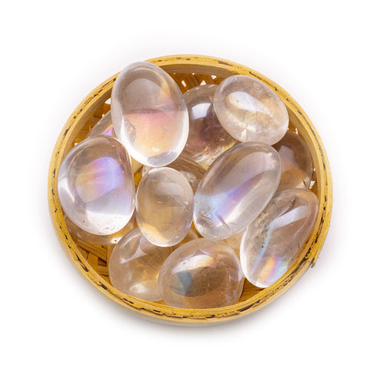 titanium aura quartz rainbow firing tumble pebble stone 200gm basket