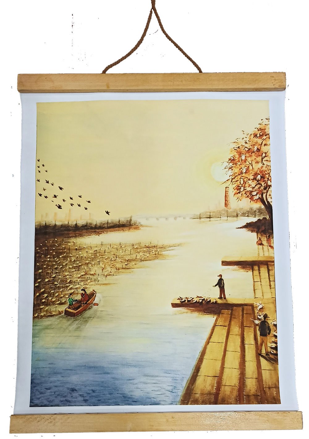 Hanging Canvas Painting Sun with Flowing River Vastu & Feng Shui - plusvalueindia