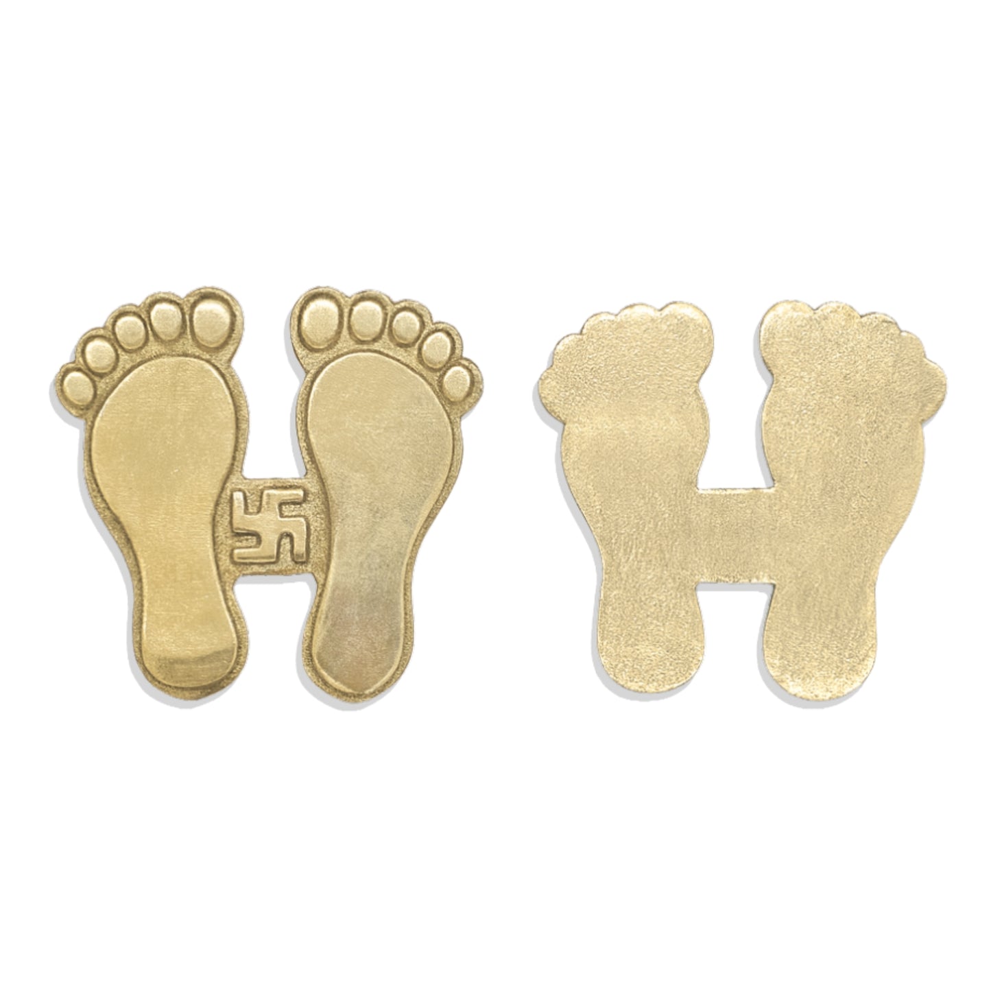 Brass Lakshmi Charan Paduka (Pair 3" Inch Each) Handcrafted Pital Door Entrance Décor Antique Gold Finish for Main Door & Puja Room Traditional Lakshmi Feet