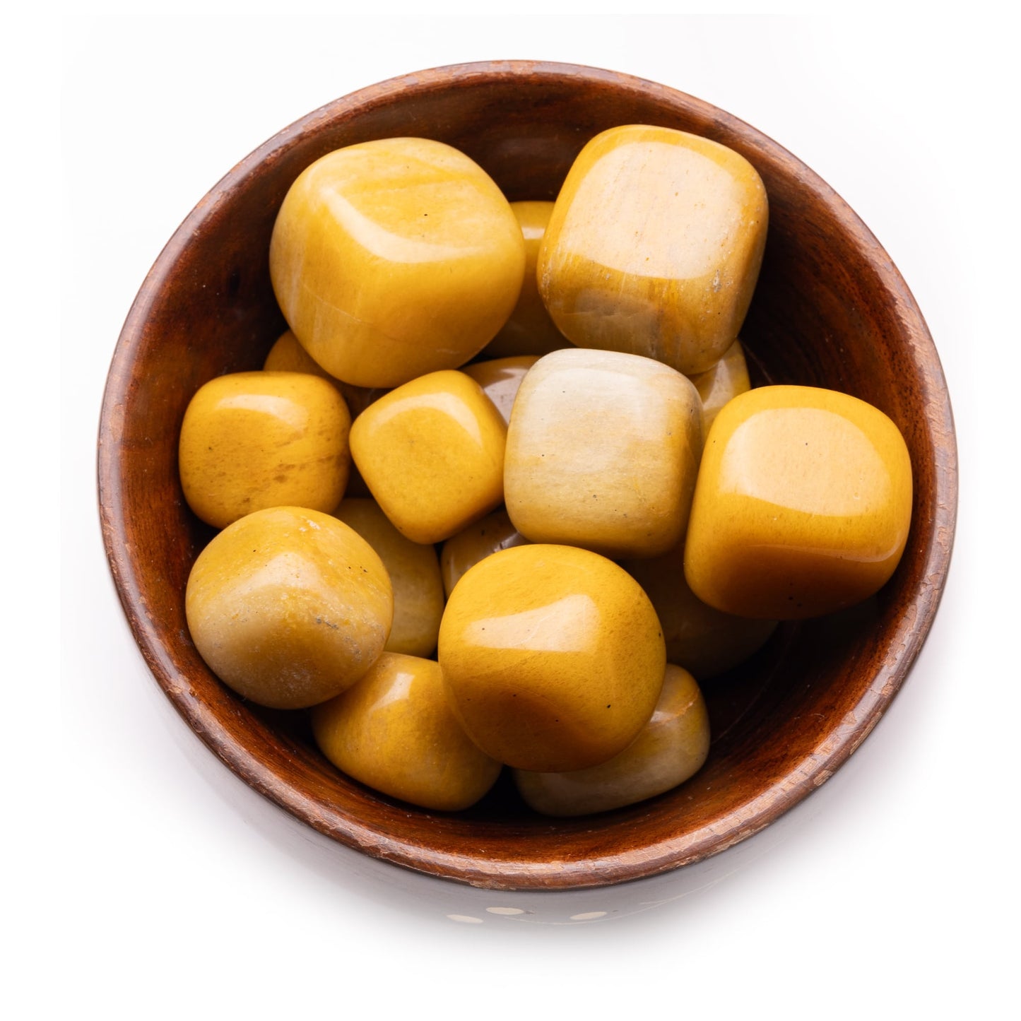 yellow aventurine tumble pebbles stone 300gm wooden bowl