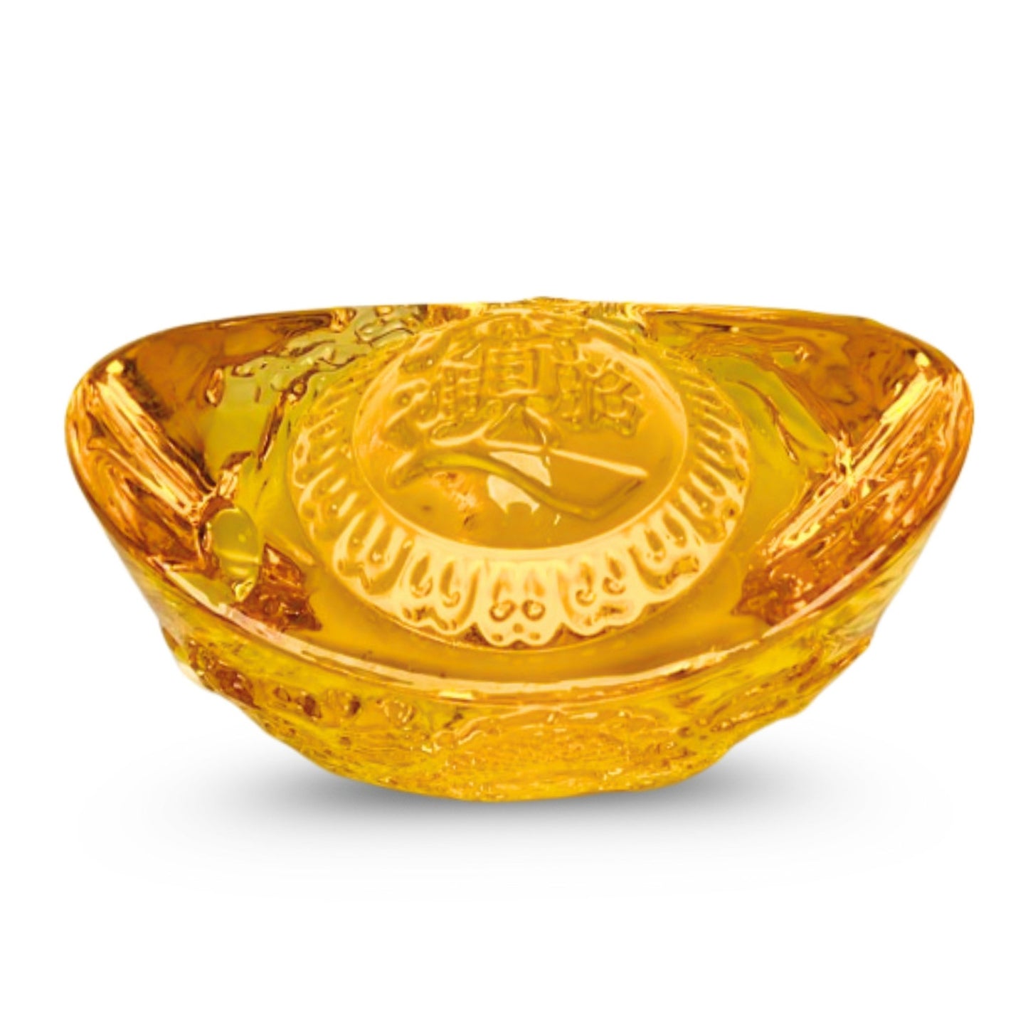 Feng Shui Yellow Crystal Ingot for Wealth & Good Luck | Chinese Yuan Bao Money Showpiece | Cute Golden Prosperity Figurine for Home Decor, Office Desk & Cash Drawer Gift - plusvalueindia
