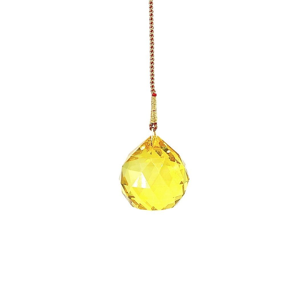 Yellow Swarovski Crystal Ball Sun Catcher Vastu Feng Shui - plusvalueindia