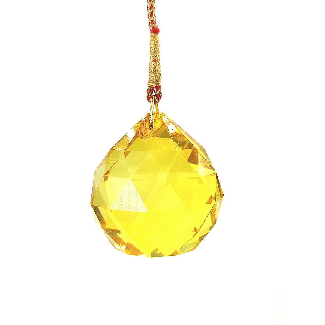 yellow hanging crystal ball 40mm feng shui vastu