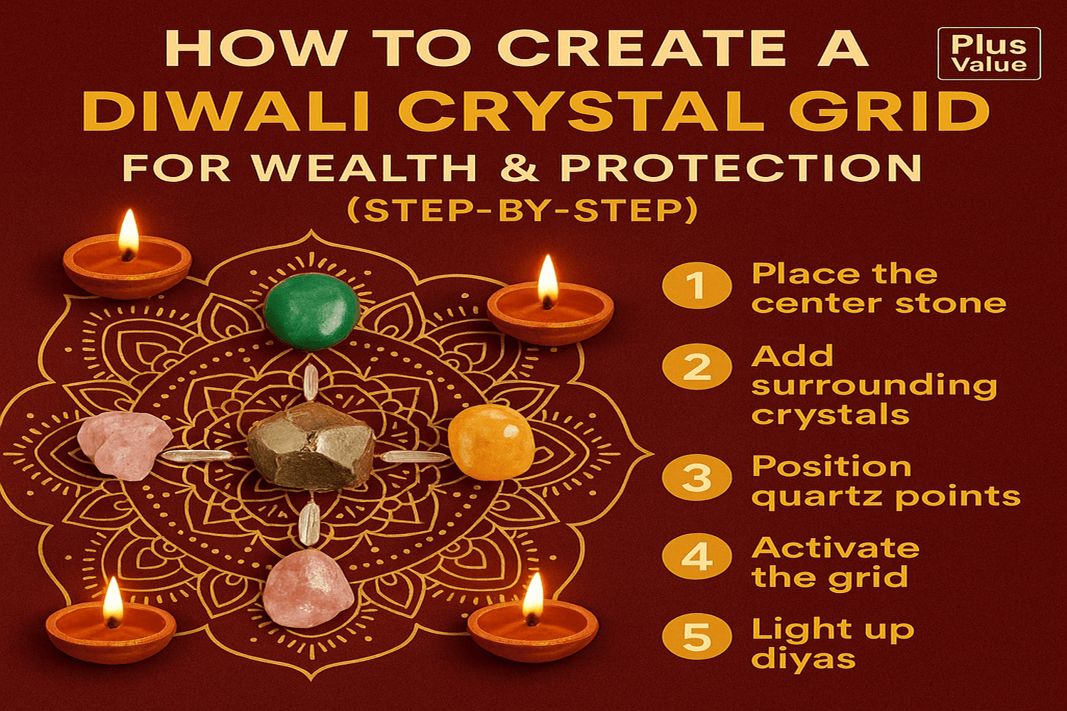 The Ultimate Manifestation Tool: How to Create a Festive Crystal Grid for Wealth & Protection This Diwali - plusvalueindia