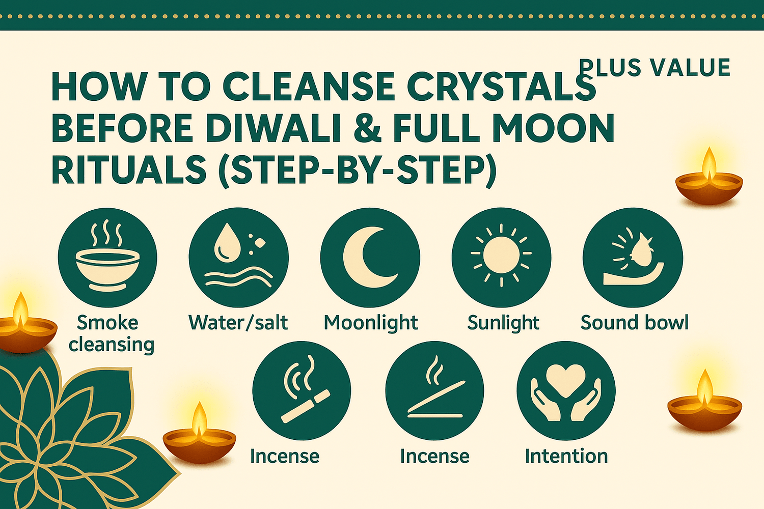 How to Cleanse Crystals Before Diwali & Full Moon Rituals (Step-by-Step) - plusvalueindia
