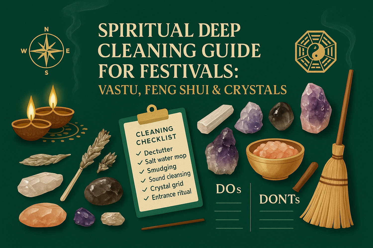Spiritual Deep Cleaning Guide for Festivals: Vastu, Feng Shui & Crystals