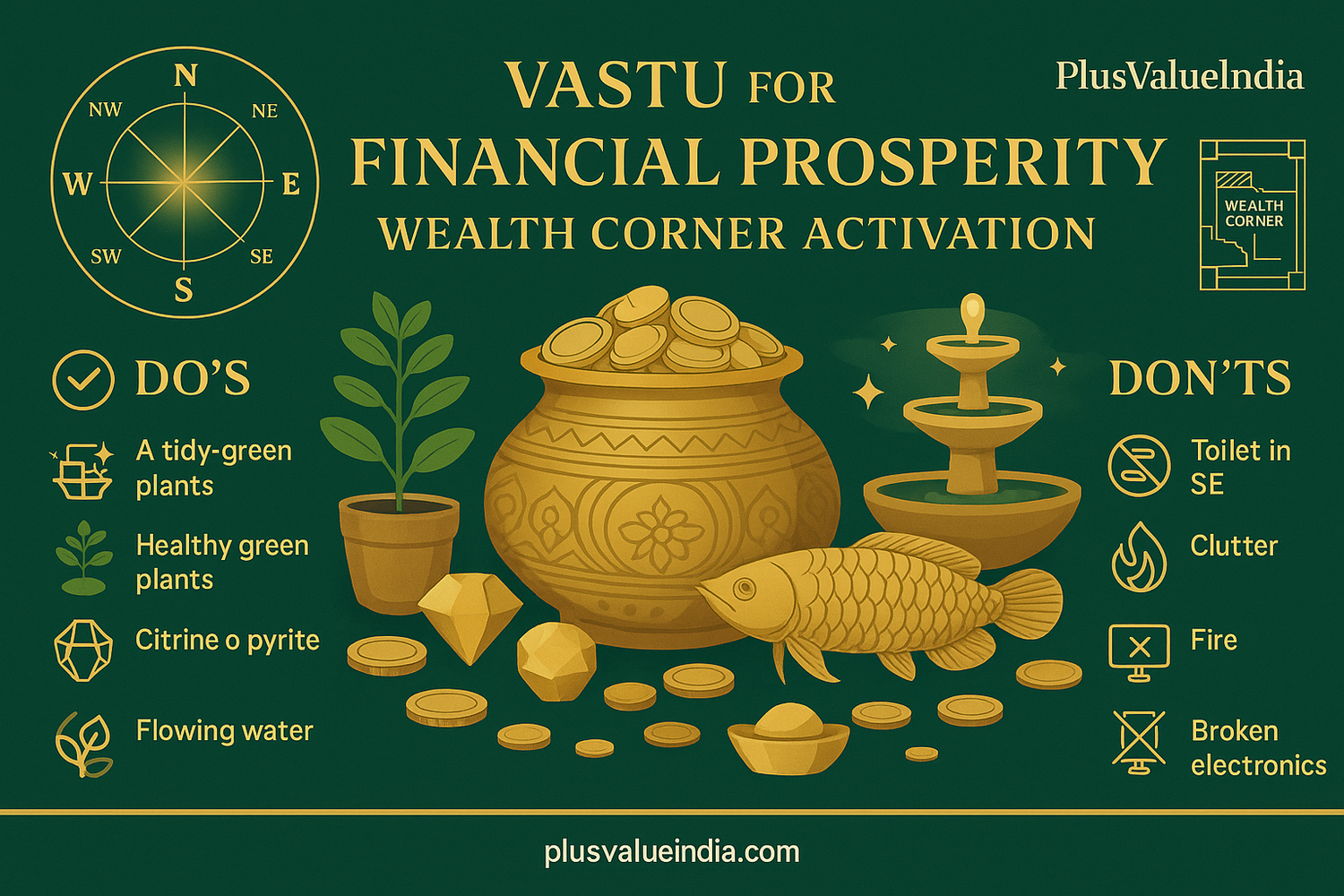 Vastu for Financial Prosperity: Wealth Corner Activation | PlusValueIndia