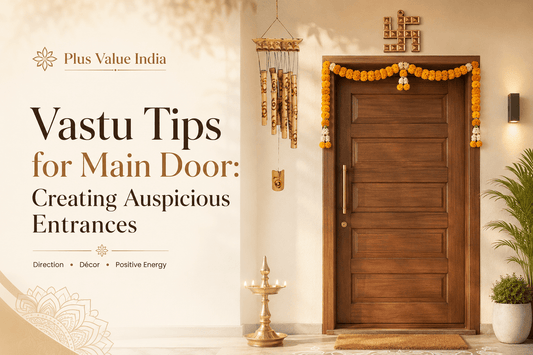 Main door Vastu, entrance direction, threshold and nameplate placement marked