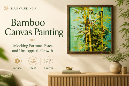 Bamboo painting on canvas, bamboo stalks shown as a Feng Shui growth symbol