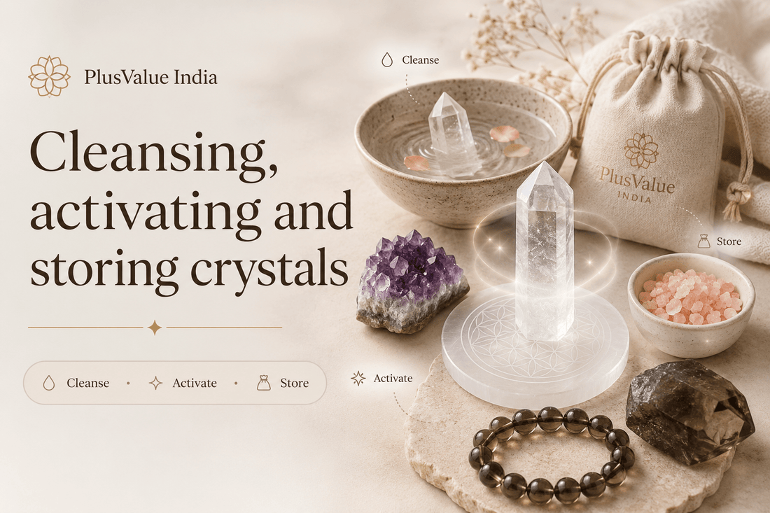 Cleansing and charging crystals, the water, smoke and moonlight methods shown