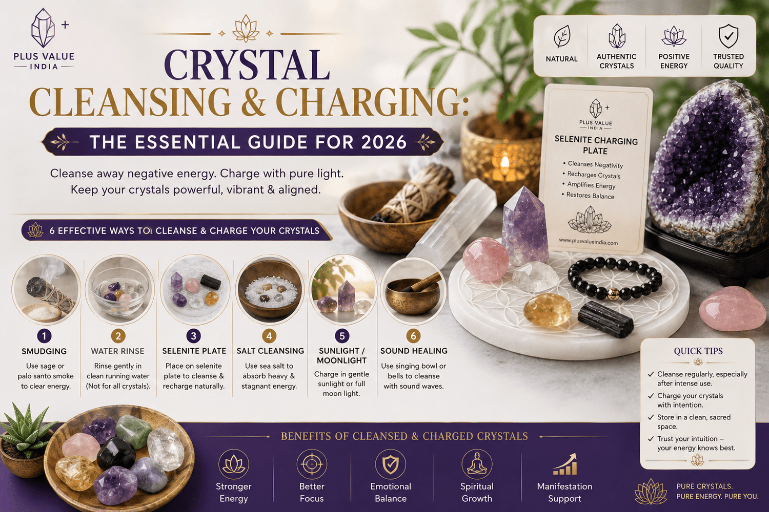 Crystal Cleansing and Charging: The Essential Guide for 2026 - plusvalueindia