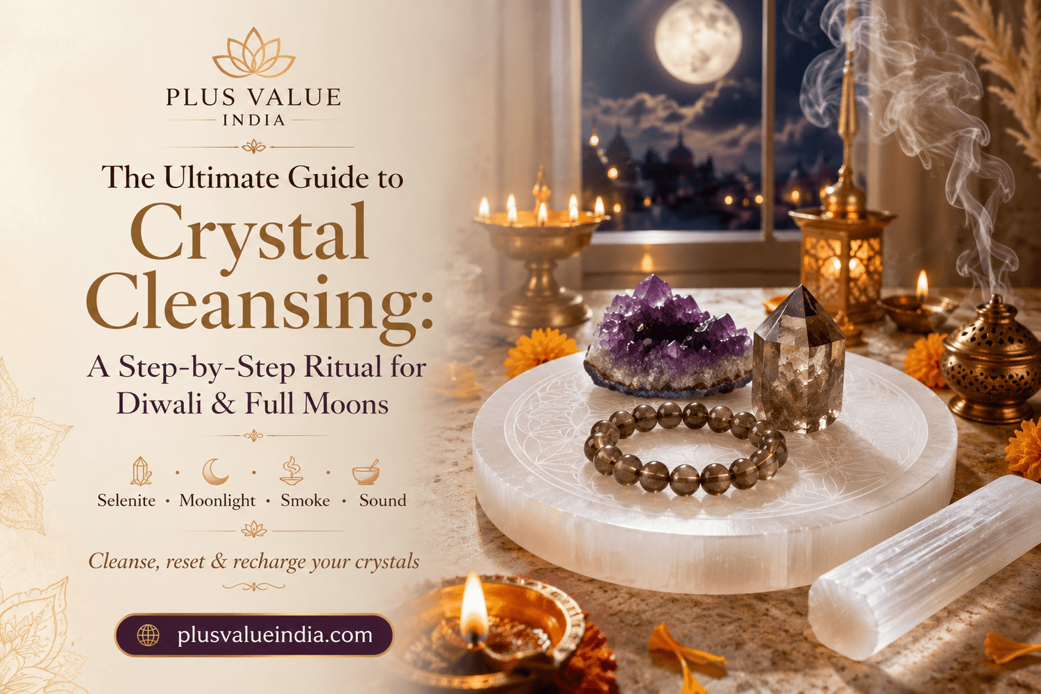 The Ultimate Guide to Crystal Cleansing: A Step-by-Step Ritual for Diwali & Full Moons - plusvalueindia