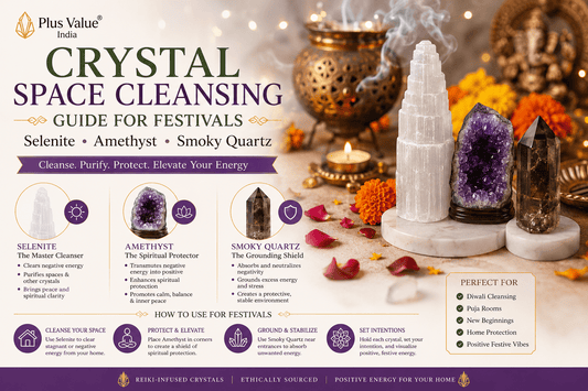 Crystal Space Cleansing Guide for Festivals: Selenite, Amethyst, Smoky Quartz - plusvalueindia